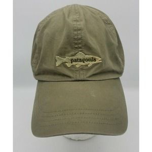 Vintage 90s Patagonia Organic Cotton Hat Large Embroidered Fish RARE 6 Panel Hat